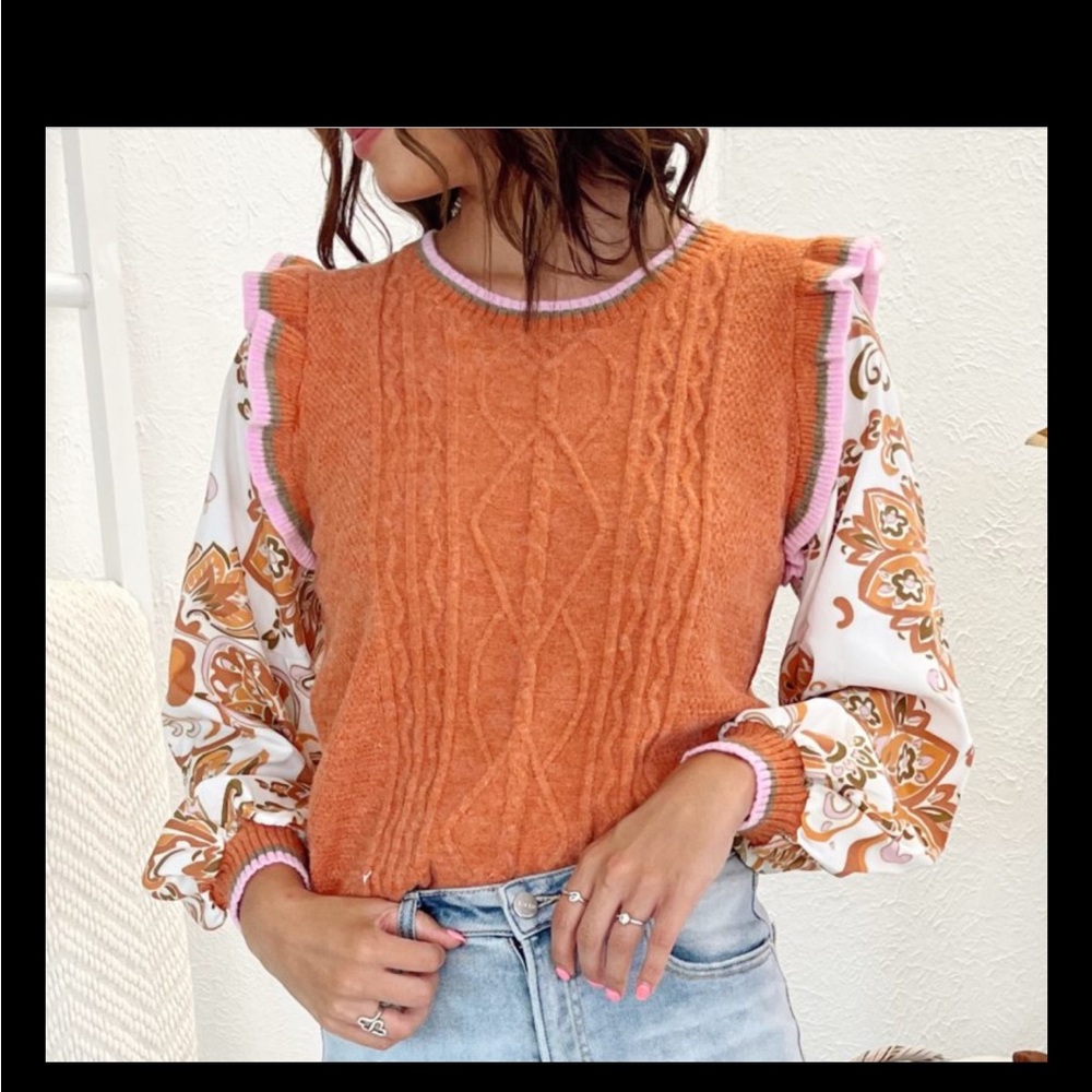 Fate Orange and Pink Knit Sweater